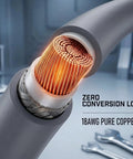 Close-up of the internal wires of the Road Ready Three In One Starlink Mini Car Charger featuring 18AWG pure copper for efficient power.