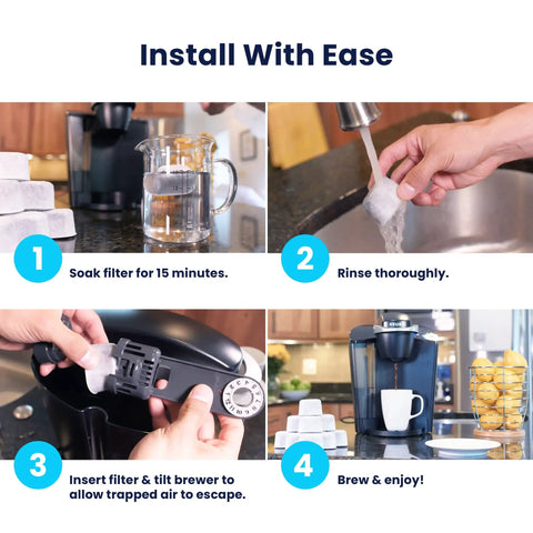 12 Pack Universal Replacement Filters For Coffee Machines Using K Cups, Fits Most 2.0 And Older Brews, Easy Install, Compatible With K Cafe, K Classic, K Elite, K Supreme, And More, Keeps Your Brew Fresh And Flavorful