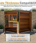 Wooden gate backdrop for Long Throw Gate Lock For Sheds And Fences With Euro Profile Keyed Both Sides, 316 Stainless Steel Black Finish, Fits Wooden Gates Up To Two And Three Quarters Inches Thick, Includes Five Keys