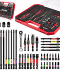 44-Piece Magnetic S2 Impact Screwdriver Bit Set With Ratchet Wrench, Socket Driver, sockets, step drill bits, and tool organizer.