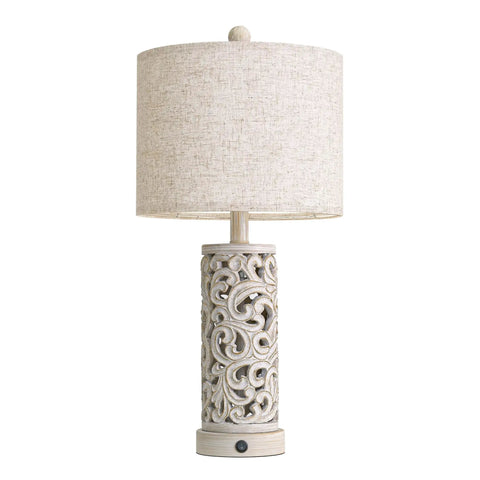 Dual Light Table Lamps With Touch Control, 3-Way Dimmable, Set Of 2, 24.75 Inch Tall, Ceramic Bedside Lamps With Linen Shade, front view