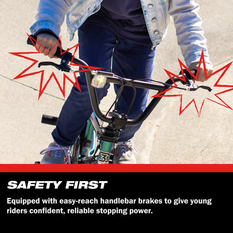 Close-up view of handlebars on Tony Hawk 720 20 Inch BMX Bike Built For Speed And Durability, Perfect For Kids And Teens Learning Tricks