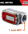 Industrial Digital Fuel Meter 1 Inch NPT Flow Meter for Diesel Gasoline Kerosene Lubricants and Coolants, front view