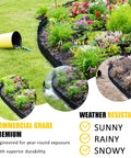 Flexible Garden Edging Border Kit 33 Ft Black Lawn Edging With 60 Stakes shown in a garden setting with flowers and grass