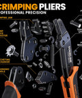 Exploded view of 2-In-1 Connector Crimping Tool Kit for Molex Standard 0.093 and MLX 0.084 connectors showing detailed parts.