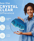 Front view: 1-gallon epoxy resin kit packaging, crystal-clear resin with pumps, blue resin art circle.