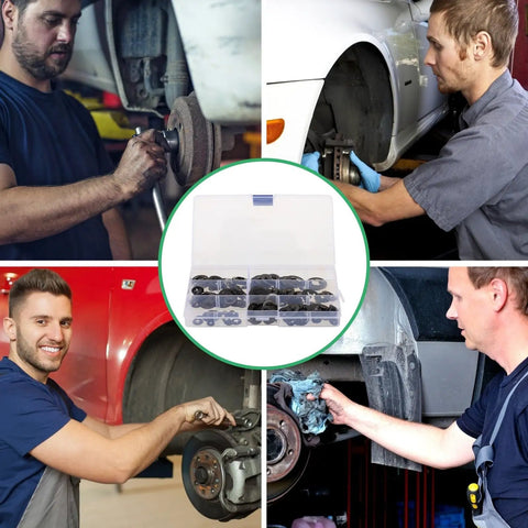 Internal Tooth Lock Washers And Push On Fastening Clips Kit for industrial mechanical projects, shown with automotive use