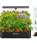 Indoor Hydroponics Garden System With 12 Pods And 24W LED Grow Light, 4L Water Tank, Adjustable Herb Planter, Black, kit components