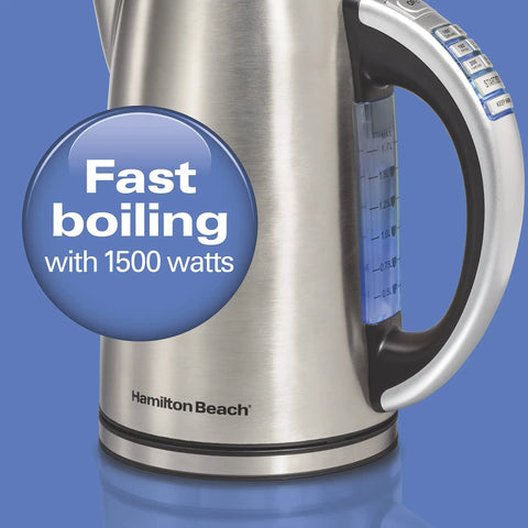 1.7 Liter Temperature Control Electric Kettle With 6 Presets, 1500W Fast Boil, Cordless Stainless Steel Water Boiler, BPA Free