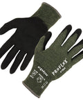 Cut Resistant Work Gloves with Aramid Fiber for Contact Heat and Sharp Object Protection, Sandy Nitrile Coated Palms, Green, Large
