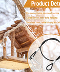 Heavy Duty 18 Inch Stainless Steel Hanging Cable With Carabiner Hooks 4 Pack Bird Feeder Wire For Outdoor Decor Bird Feeders Planters Lanterns Yard Decor Easter Displays shown with wooden birdhouse in snow-covered tree.