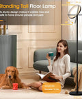 32W 2600LM LED Torchiere Floor Lamp With Remote, Super Bright Living Room Light, Modern Black Standing Lamp shown in living room