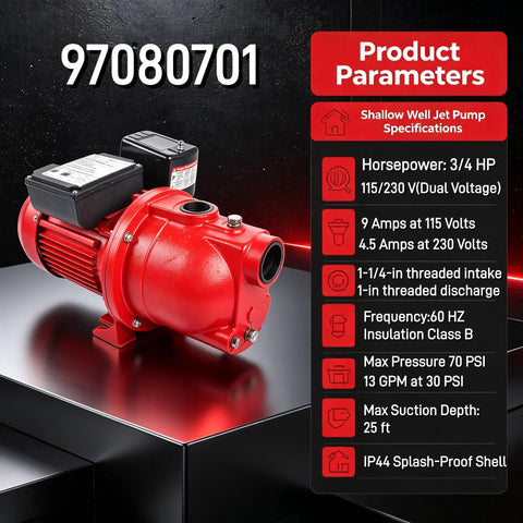 Heavy Duty Shallow Well Jet Pump Offering Kickin 3/4 HP Performance And A Straight 13 GPM Flow Rate With Zero Sweat Install And Rock Solid Dual Voltage Power For Your Yard Project