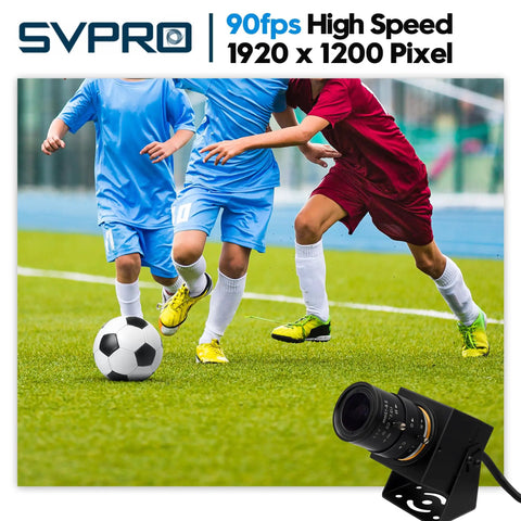 Global Shutter USB Camera For Ultra Sharp High Speed Capture At 1200P 90FPS in use during a soccer match with zoom lens visible