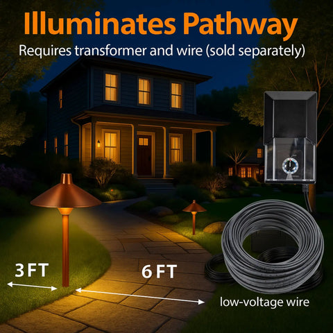Low Voltage Copper Pathway Light 12V Outdoor LED 4W G4 Bulb Included Warm White Mushroom Landscape Lighting for Garden