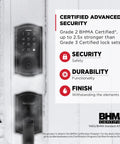 SmartCode 270 Keyless Entry Door Lock With Touchpad For No Keys Needed Auto Lock Custom User Codes And Strong Security In Matte Black Finish Easy Install And Durable Home Security Made Simple, installed on snowy door.