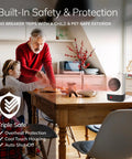 Father and daughter using Your Own Mini Personal Ceramic Space Heater For Home And Office, 400W Quick Heat on kitchen table