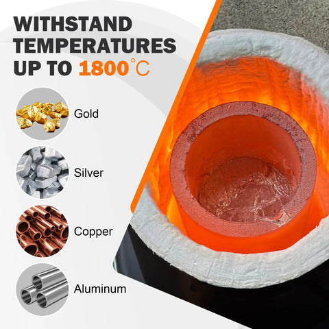 Heavy Duty Graphite Crucible With Smooth Pouring Spout For Melting Aluminum Up To 1800 C Heat Resistant Foundry Pot showing molten metals.