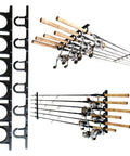 Ceiling Mount Fishing Rod Holder For Six Rods Ultimate Garage Storage And Easy Access Organization with rods mounted horizontally.