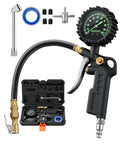 AstroAI tire pressure gauge with inflator; large 2.5-inch glow dial, heavy-duty gauge, hose, adapters and case