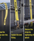 Beefy Two Strap System With 4 Inch By 30 Foot Heavy Duty Winch Straps With Chain End And Grab Hook For Flatbed Hauls 16200 Lbs Break Strength Industrial Grade Tie Downs Built To Lock Down Heavy Equipment