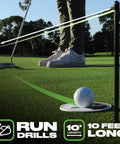 Pro Grade Triple Bead Golf Putting Alignment String Line Neon Green Visual Guide Putter Alignment Tool on a golf green