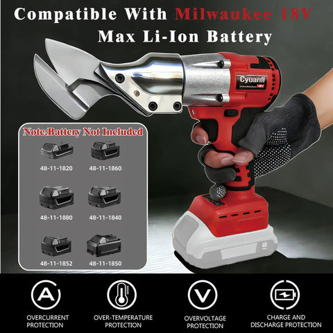 Cordless Sheet Metal Cutter For 18V Battery, 14 Gauge Metal Shears, 360 Degree Pivoting Head, 400Nm Torque, Brushless Shears