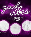 Pink Good Vibes Neon Sign For Bedroom And Wall Decor, LED Neon Lights For Living Room Or Office, 16.1 By 8.3 Inch Easy-Mount Neon
