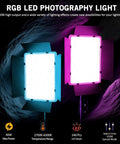 Two Pack RGB Video Lighting Kit With 40W Output And 360 Degree Full Color Range From 2700K To 6500K displayed in studio.