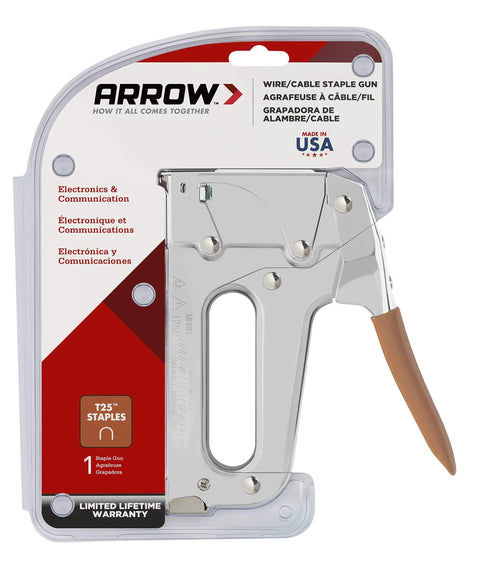 Heavy Duty Staple Gun For Low Voltage Cables And Wires Up To 1/4-Inch Diameter Pro Grade in packaging