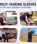 Collage of people wearing Cooling Arm Sleeves For Men Women And Youth Breathable Moisture Wicking Sun Protection during activities.