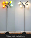 Five Head LED Floor Lamp With Dimmable 4000 Lumens, Tall Adjustable Standing Light With Interchangeable Black Shades
