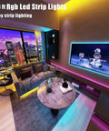 32.8ft Bluetooth RGB LED Strip Lights With Music Sync in modern living room setup