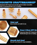 KOOTANS 80-piece brass hose barb fittings kit front view; multiple sizes 1/8-1/2 in with NPT adapters, tees, clamps