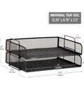 Stackable Paper Tray Desk Organizer Set Of 2 With Metal Mesh File Storage For Office Black Ready To Use No Assembly Required