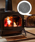 Wood stove door gasket rope, 1in x 98in fiberglass heat-resistant seal for wood stoves, front view with door open
