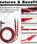 Deluxe Silicone Test Lead Kit for HVACR Multimeters With Alligator Clip Extensions Extended Reach Molex Probes High Heat and Cold Weather Performance.