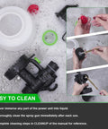 DIY Ready HVLP Paint Sprayer Kit With 1200ml Cup And 6 Ft Cord being cleaned with brush and water, easy maintenance