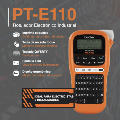 Entry Level Industrial Handheld Labeling Tool Kit For 12mm Labels Orange, Rugged On The Go Label Printer With QWERTY Keypad