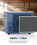 50,000 BTU Hydronic Hanging Unit Heater With Galvanized Steel Housing And Aluminum Tube Heat Exchanger For Fast Efficient Heating In Garages, Workshops And Warehouses HydroX H50 MERV-1 filter side view