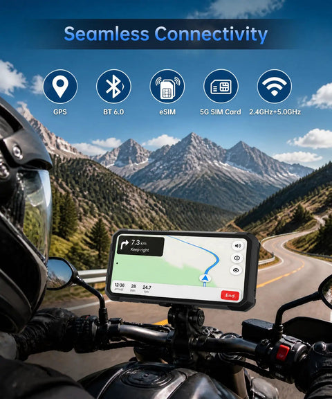 Boss Level Durable Tank 5 5G Esim Unlocked Smartphone Featuring Insane 220 Lumens Built In Projector And Killer 6.73 Inch 3K Amoled Display For Game Changing Android 16 Performance Daily showing GPS navigation on motorcycle.