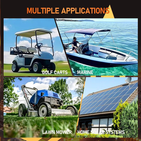 36V 105Ah LiFePO4 Golf Cart Battery With 200A Smart BMS, LCD Display And App Monitor in various applications