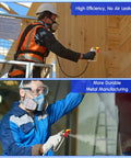 Airless Paint Spray Gun High Pressure 3600 PSI with 517 Tip in use by professionals for construction and furniture painting.