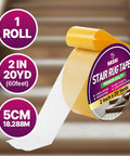 Double Sided Stair Tread Tape 2 Inch By 20 Yard Heavy Duty Non Slip Rug Gripper Roll with Packaging and Product Details
