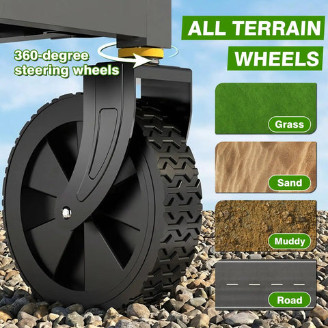Collapsible Wagon Cart With Wheels Foldable 360 Lb Capacity Portable Heavy Duty Utility Wagon All Terrain PU Wheel Detail