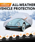 Custom Fit Car Cover For VW Beetle 2-Door 1960-1980, Six Layer Heavy Duty Waterproof All Weather Tarp With Cotton Lining