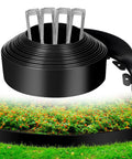 4In By 33Ft Landscape Edging Kit With 40 Metal Stakes, flexible black plastic garden border for lawn and flower beds