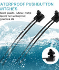 Five Pack 12V Waterproof Push Button Switches SPST With Four and a Half Inch Leads, Durable Weatherproof Micro Switches for Cars, Boats, Off Road, DIY Projects, Copper Contacts, Easy Install black switches with 4.5in leads