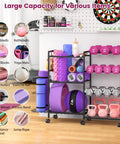 All In One Home Gym Organizer Rack With Wheels And Hooks For Dumbbells, Kettlebells, Yoga Mats, Foam Rollers, And Exercise Equipment