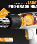 Heavy Duty 1800W Heat Gun With Dual Fuse Safety System And Dual Temperature 752F And 1112F, internal structure shown